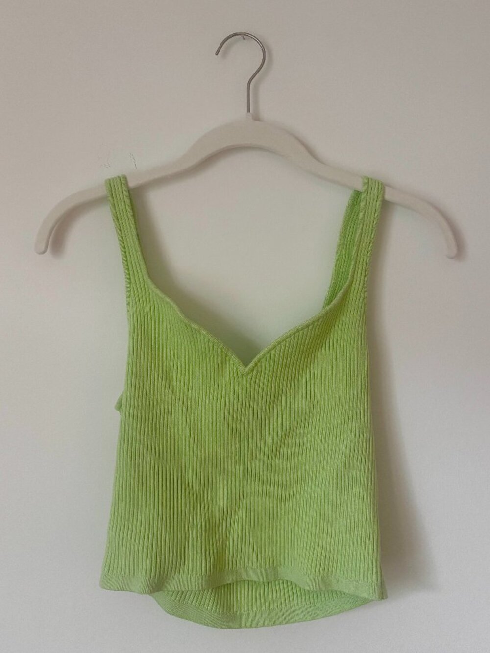 H&M Green Ribbed Knit Tank Top Sleeveless Cami Size M